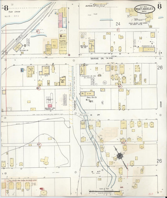Sanborn Fire Insurance Map from Port Angeles, Clallam County, Washington (1949), Sheet #0008 - Historic Sanborn Fire Insurance Map Print, vintage old map wall art, antique decor, genealogy gift, Washington Washington map