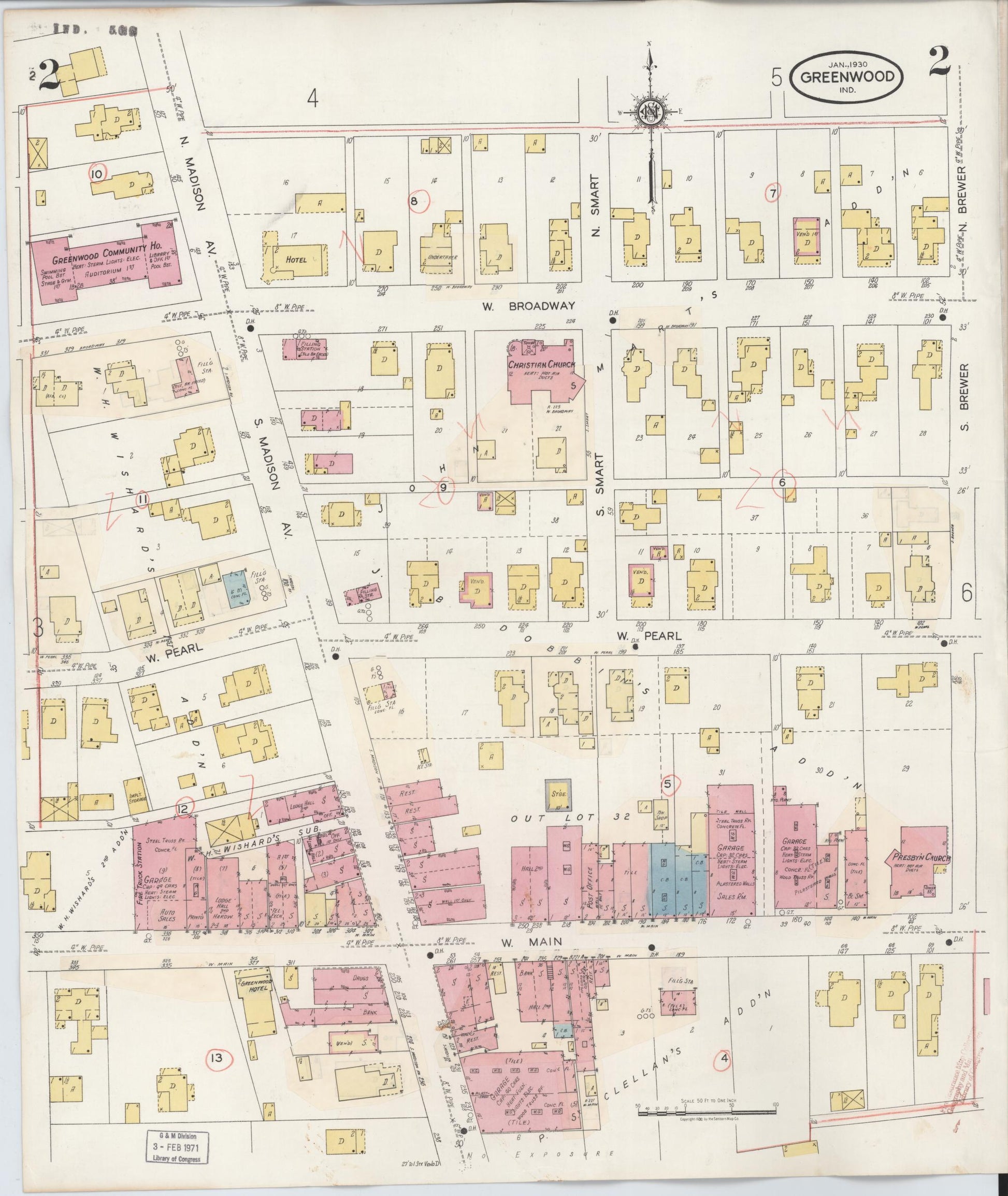Sanborn Fire Insurance Map from Greenwood, Johnson County, Indiana (1940), Sheet #0002 - Complete Map Set gallery image, historic Sanborn map, vintage wall art, Indiana Indiana