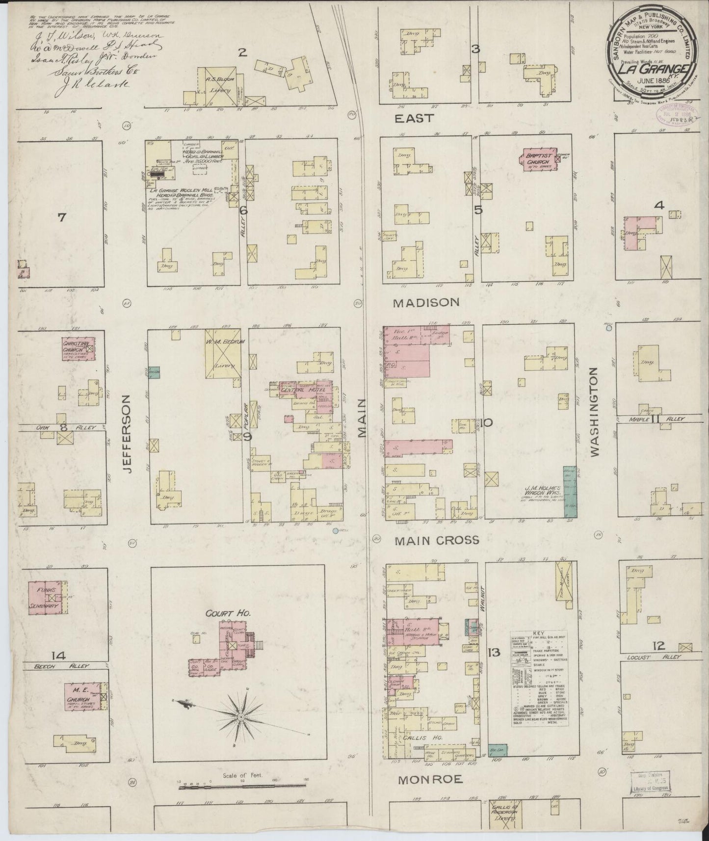 Sanborn Fire Insurance Map from La Grange, Oldham County, Kentucky. (1886) – Historic Sanborn Fire Insurance Map Print