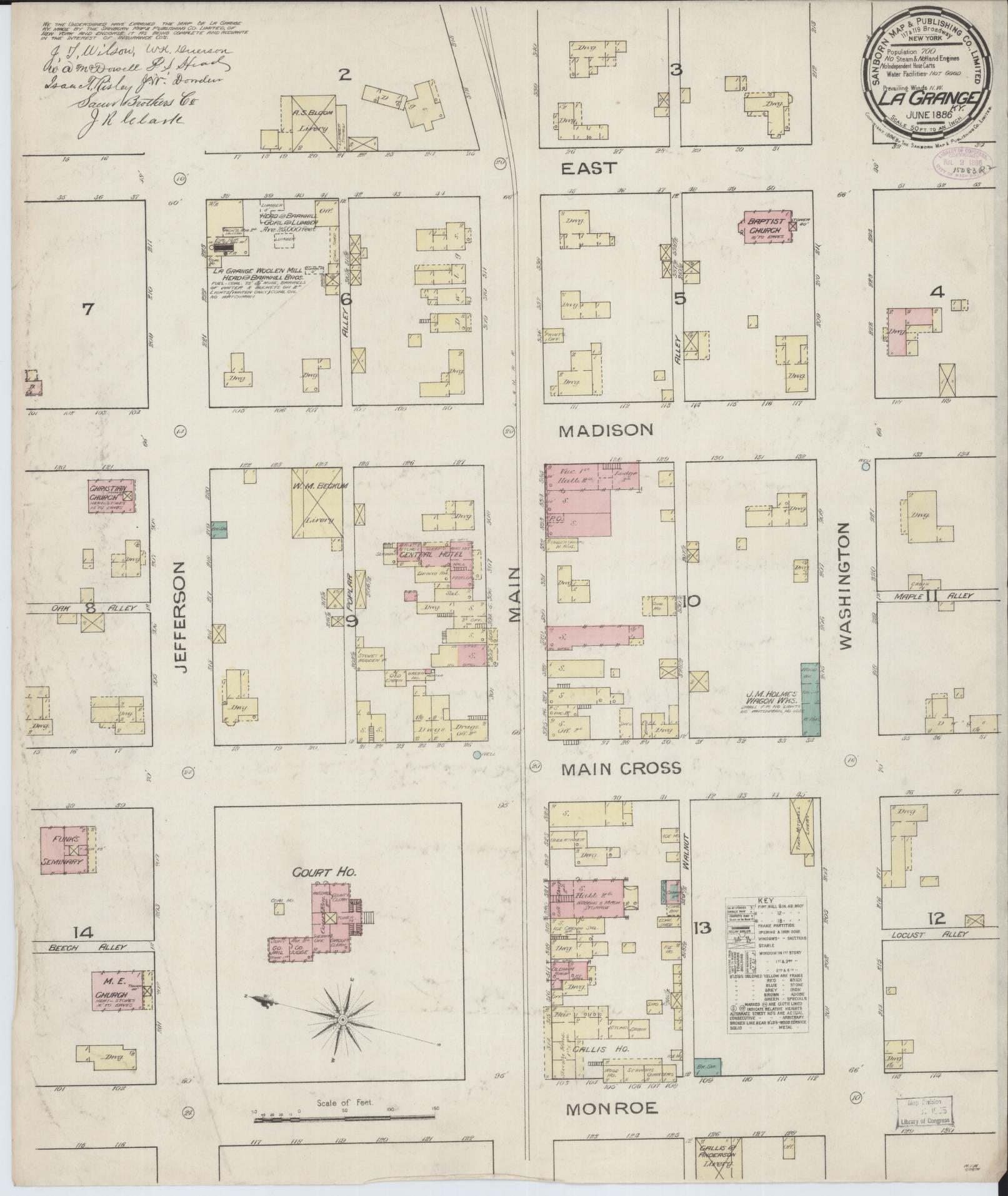Sanborn Fire Insurance Map from La Grange, Oldham County, Kentucky. (1886) – Historic Sanborn Fire Insurance Map Print