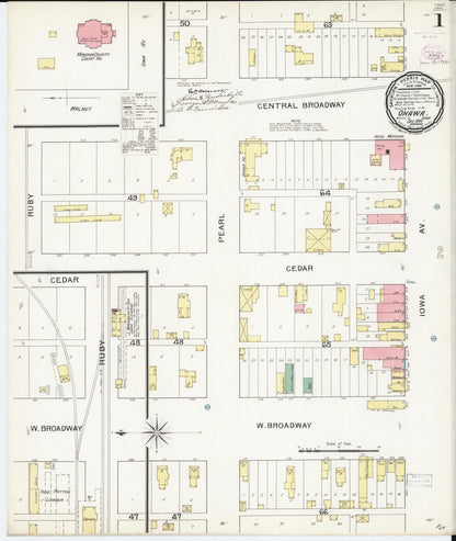 Sanborn Fire Insurance Map from Onawa, Monona County, Iowa (1893), Sheet #0001 - Historic Sanborn Fire Insurance Map Print