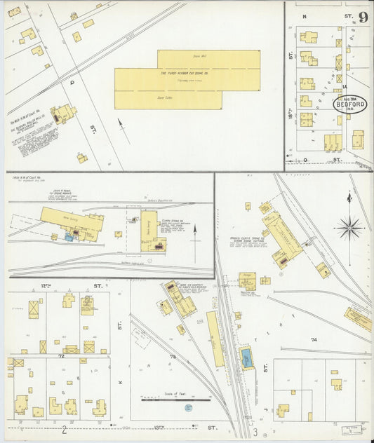 Sanborn Fire Insurance Map from Bedford, Lawrence County, Indiana (1904), Sheet #0009 - Historic Sanborn Fire Insurance Map Print, vintage old map wall art, antique decor, genealogy gift, Indiana Indiana map