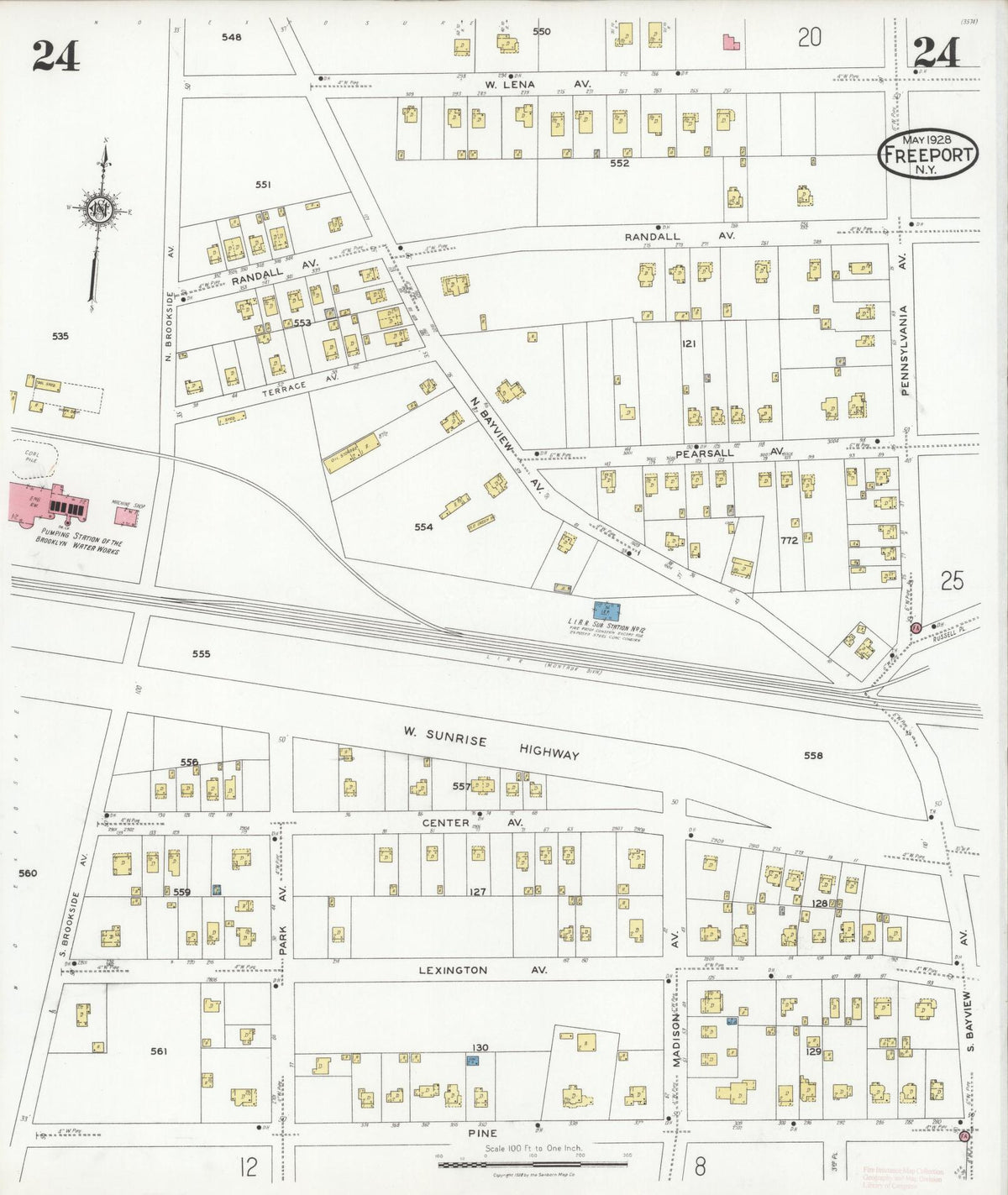 Sanborn Fire Insurance Map from Freeport, Nassau County, New York (1928), Sheet #0024 - Complete Map Set gallery image, historic Sanborn map, vintage wall art, New York New York