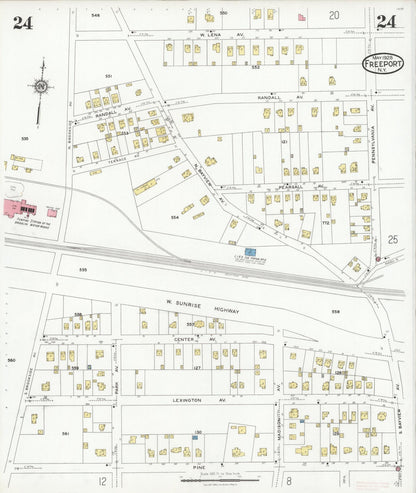 Sanborn Fire Insurance Map from Freeport, Nassau County, New York (1928), Sheet #0024 - Complete Map Set gallery image, historic Sanborn map, vintage wall art, New York New York