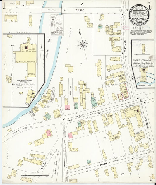 Sanborn Fire Insurance Map from Morrisville, Lamoille County, Vermont (1897), Sheet #0001 - Complete Map Set gallery image, historic Sanborn map, vintage wall art, Vermont Vermont