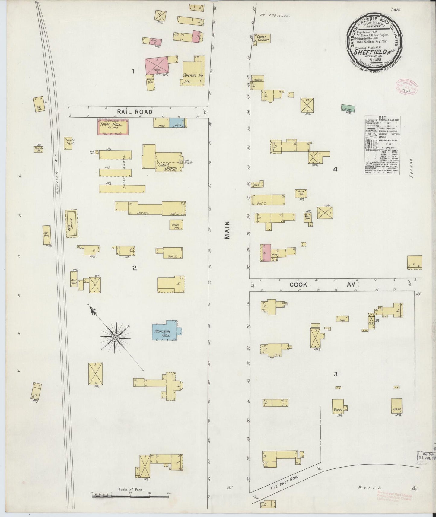 Sanborn Fire Insurance Map from Sheffield, Berkshire County, Massachusetts (1895), Sheet #0001 - Historic Sanborn Fire Insurance Map Print, vintage old map wall art, antique decor, genealogy gift, Massachusetts Massachusetts map
