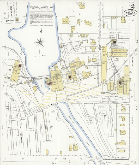 Sanborn Fire Insurance Map from Winlock, Lewis County, Washington (1909), Sheet #0002 - Historic Sanborn Fire Insurance Map Print, vintage old map wall art, antique decor, genealogy gift, Washington Washington map