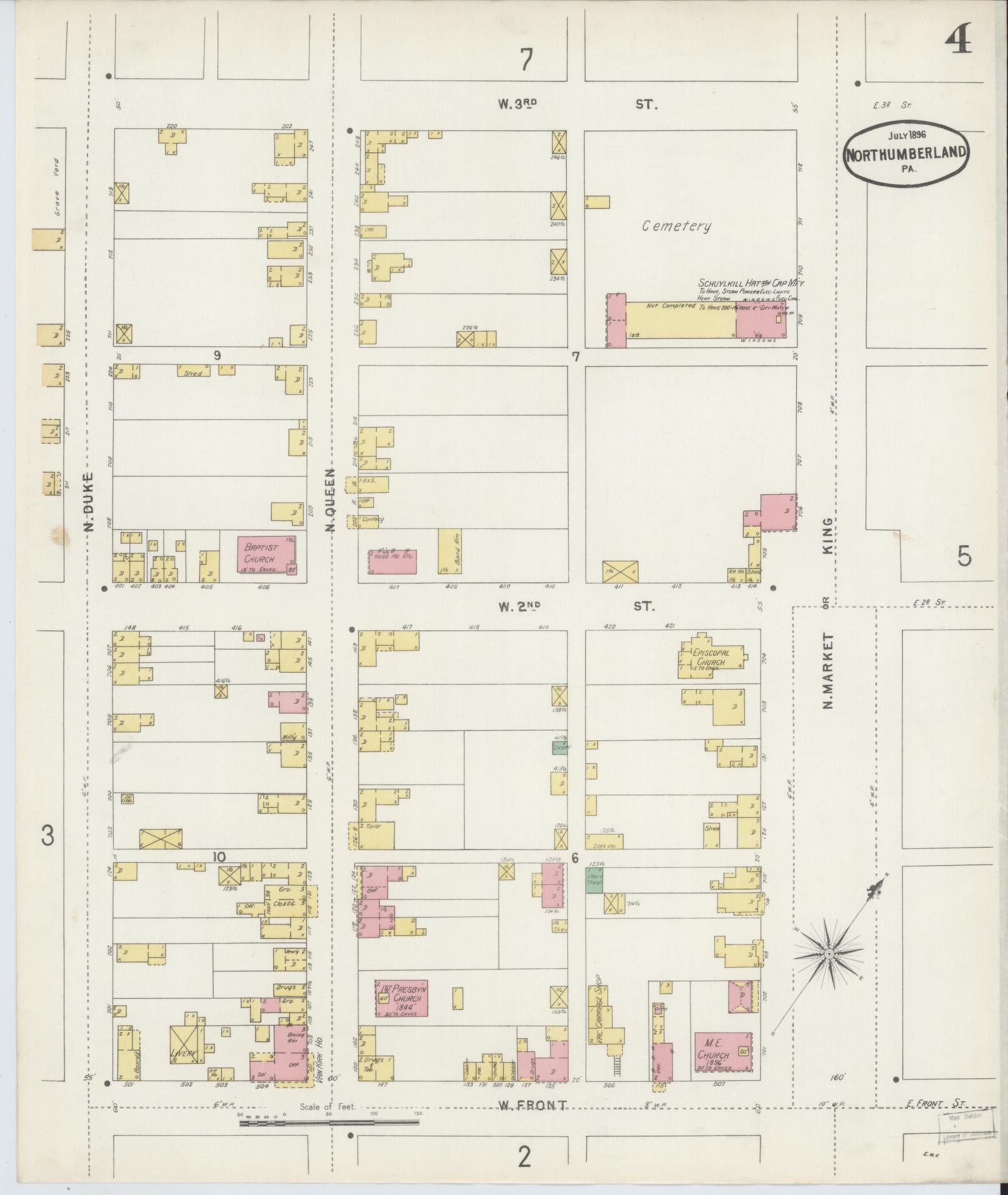 Sanborn Fire Insurance Map from Northumberland, Northumberland County, Pennsylvania (1896), Sheet #0004 - Complete Map Set gallery image, historic Sanborn map, vintage wall art, Pennsylvania Pennsylvania