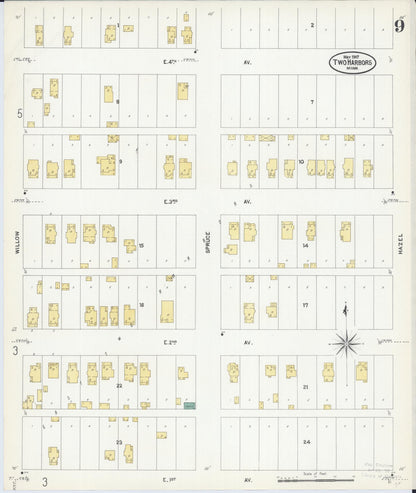 Sanborn Fire Insurance Map from Two Harbors, Lake County, Minnesota (1907), Sheet #0009 - Historic Sanborn Fire Insurance Map Print, vintage old map wall art, antique decor, genealogy gift, Minnesota Minnesota map