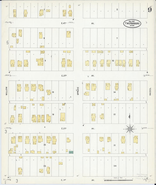 Sanborn Fire Insurance Map from Two Harbors, Lake County, Minnesota (1907), Sheet #0009 - Historic Sanborn Fire Insurance Map Print, vintage old map wall art, antique decor, genealogy gift, Minnesota Minnesota map