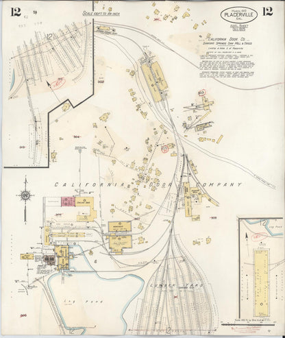 Sanborn Fire Insurance Map from Placerville, El Dorado County, California (1940), Sheet #0012 - Complete Map Set gallery image, historic Sanborn map, vintage wall art, California California