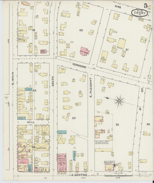 Sanborn Fire Insurance Map from Corry, Erie County, Pennsylvania (1891), Sheet #0005 - Historic Sanborn Fire Insurance Map Print, vintage old map wall art, antique decor, genealogy gift, Pennsylvania Pennsylvania map