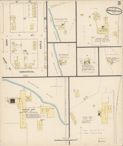 Sanborn Fire Insurance Map from Snohomish, Snohomish County, Washington (1890), Sheet #0003 - Complete Map Set gallery image, historic Sanborn map, vintage wall art, Washington Washington