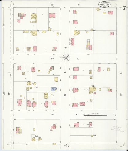 Sanborn Fire Insurance Map from Provo, Utah County, Utah (1908), Sheet #0007 - Complete Map Set gallery image, historic Sanborn map, vintage wall art, Provo Utah