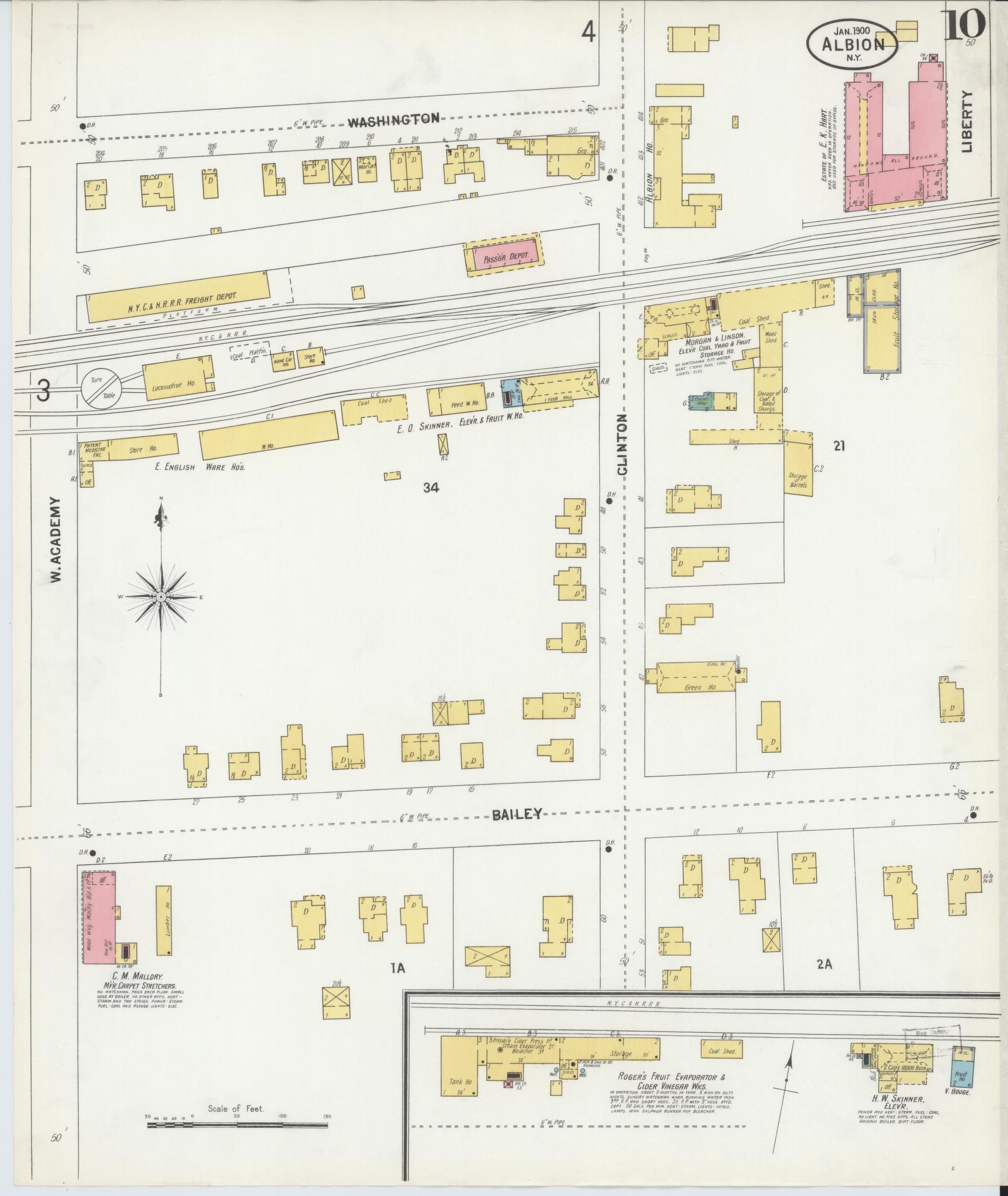 Sanborn Fire Insurance Map from Albion, Orleans County, New York (1900), Sheet #0010 - Complete Map Set gallery image, historic Sanborn map, vintage wall art, New York New York
