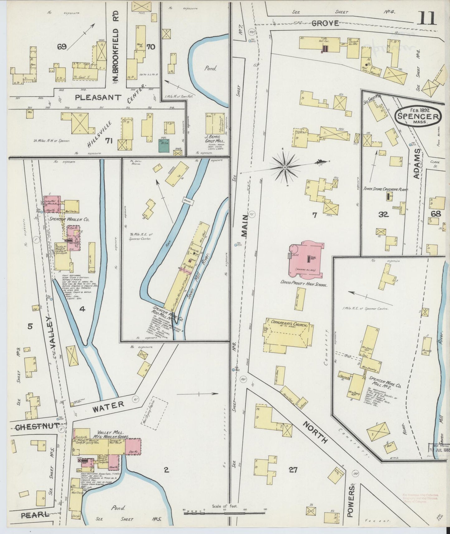 Sanborn Fire Insurance Map from Spencer, Worcester County, Massachusetts (1892), Sheet #0011 - Complete Map Set gallery image, historic Sanborn map, vintage wall art, Massachusetts Massachusetts