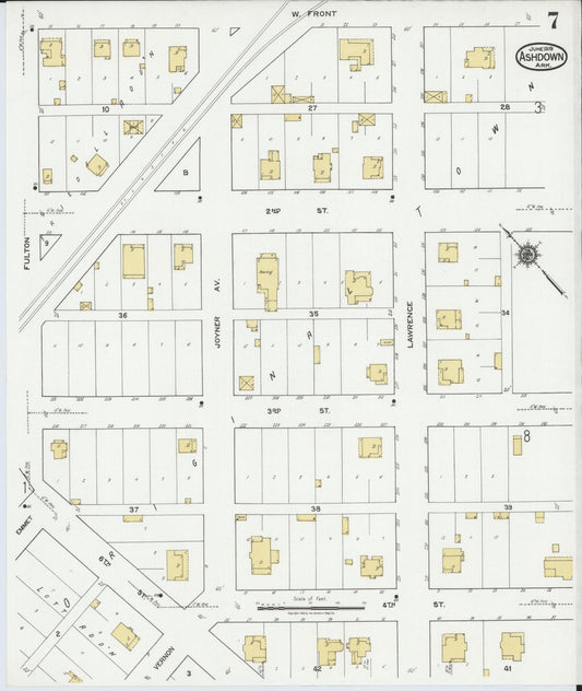 Sanborn Fire Insurance Map from Ashdown, Little River County, Arkansas (1919), Sheet #0007 - Historic Sanborn Fire Insurance Map Print, vintage old map wall art, antique decor, genealogy gift, Arkansas Arkansas map