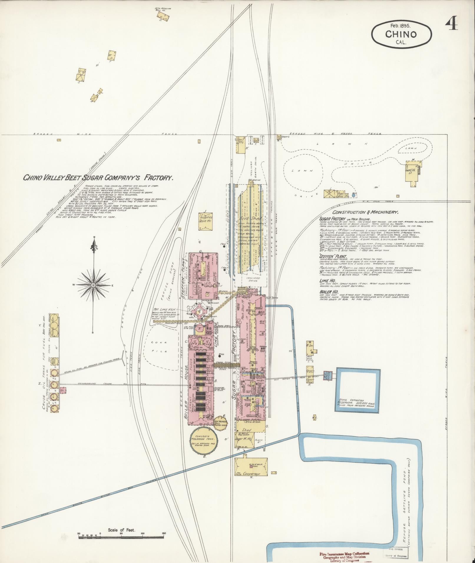 Sanborn Fire Insurance Map from Chino, San Bernardino County, California (1895), Sheet #0004 - Complete Map Set gallery image, historic Sanborn map, vintage wall art, California California