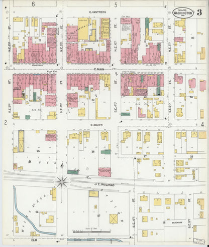 Sanborn Fire Insurance Map from Washington, Daviess County, Indiana (1902), Sheet #0003 - Complete Map Set gallery image, historic Sanborn map, vintage wall art, Washington Washington