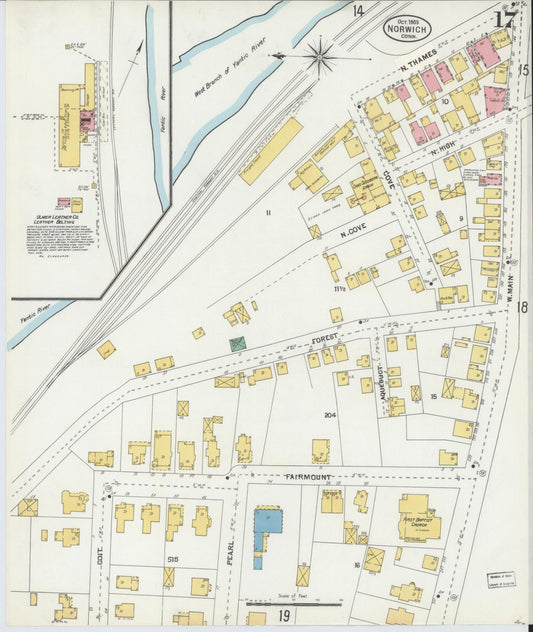 Sanborn Fire Insurance Map from Norwich, New London County, Connecticut (1903), Sheet #0017 - Historic Sanborn Fire Insurance Map Print, vintage old map wall art, antique decor, genealogy gift, Connecticut Connecticut map