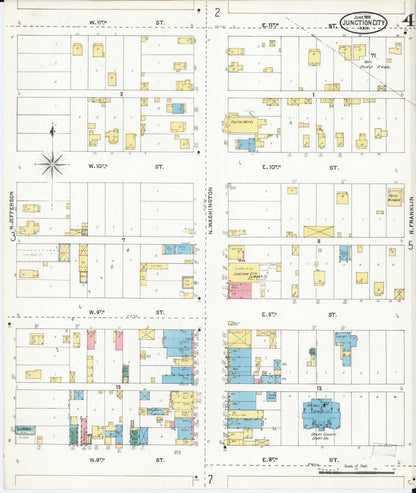 Sanborn Fire Insurance Map from Junction City, Geary County, Kansas (1905), Sheet #0004 - Complete Map Set gallery image, historic Sanborn map, vintage wall art, Kansas Kansas