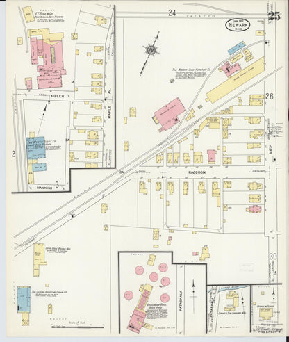 Sanborn Fire Insurance Map from Newark, Licking County, Ohio (1912), Sheet #0025 - Historic Sanborn Fire Insurance Map Print, vintage old map wall art, antique decor, genealogy gift, Ohio Ohio map