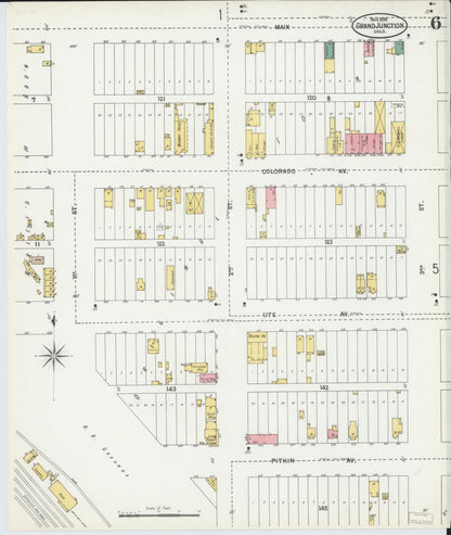 Sanborn Fire Insurance Map from Grand Junction, Mesa County, Colorado (1899), Sheet #0006 - Complete Map Set gallery image, historic Sanborn map, vintage wall art, Colorado Colorado