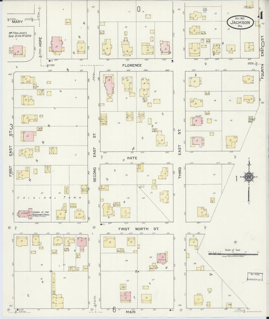 Sanborn Fire Insurance Map from Jackson, Cape Girardeau County, Missouri (1921), Sheet #0004 - Historic Sanborn Fire Insurance Map Print, vintage old map wall art, antique decor, genealogy gift, Missouri Missouri map