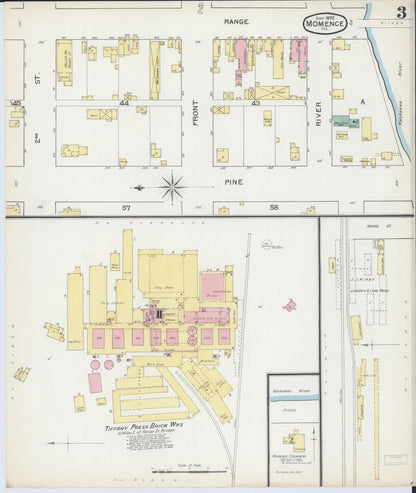 Sanborn Fire Insurance Map from Momence, Kankakee County, Illinois (1892), Sheet #0003 - Historic Sanborn Fire Insurance Map Print, vintage old map wall art, antique decor, genealogy gift, Illinois Illinois map