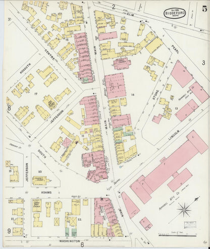 Sanborn Fire Insurance Map from Biddeford, York County, Maine (1896), Sheet #0005 - Complete Map Set gallery image, historic Sanborn map, vintage wall art, Maine Maine