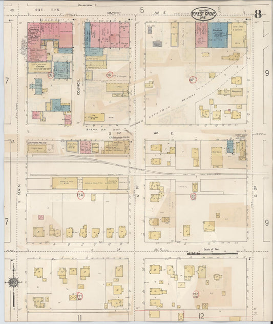 Sanborn Fire Insurance Map from Forest Grove, Washington County, Oregon (1939), Sheet #0008 - Historic Sanborn Fire Insurance Map Print, vintage old map wall art, antique decor, genealogy gift, Oregon Oregon map