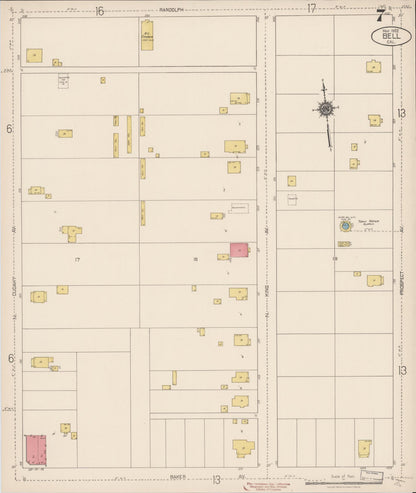 Sanborn Fire Insurance Map from Bell, Los Angeles County, California (1922), Sheet #0007 - Historic Sanborn Fire Insurance Map Print, vintage old map wall art, antique decor, genealogy gift, California California map