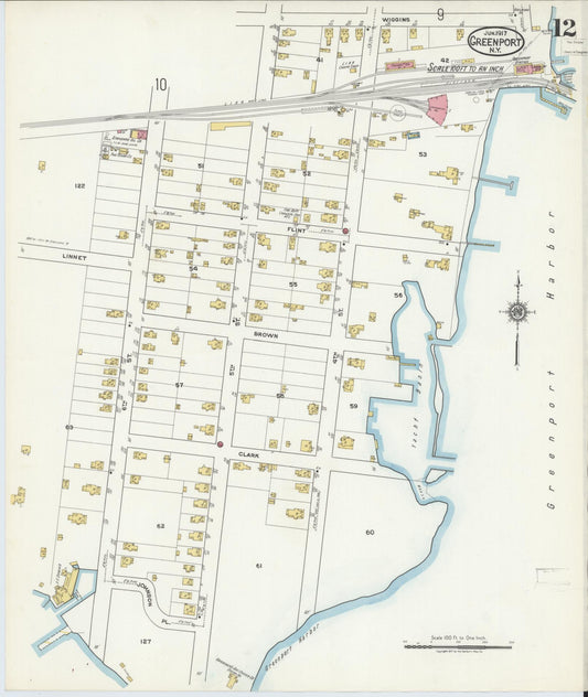 Sanborn Fire Insurance Map from Greenport, Suffolk County, New York (1917), Sheet #0012 - Historic Sanborn Fire Insurance Map Print, vintage old map wall art, antique decor, genealogy gift, New York New York map