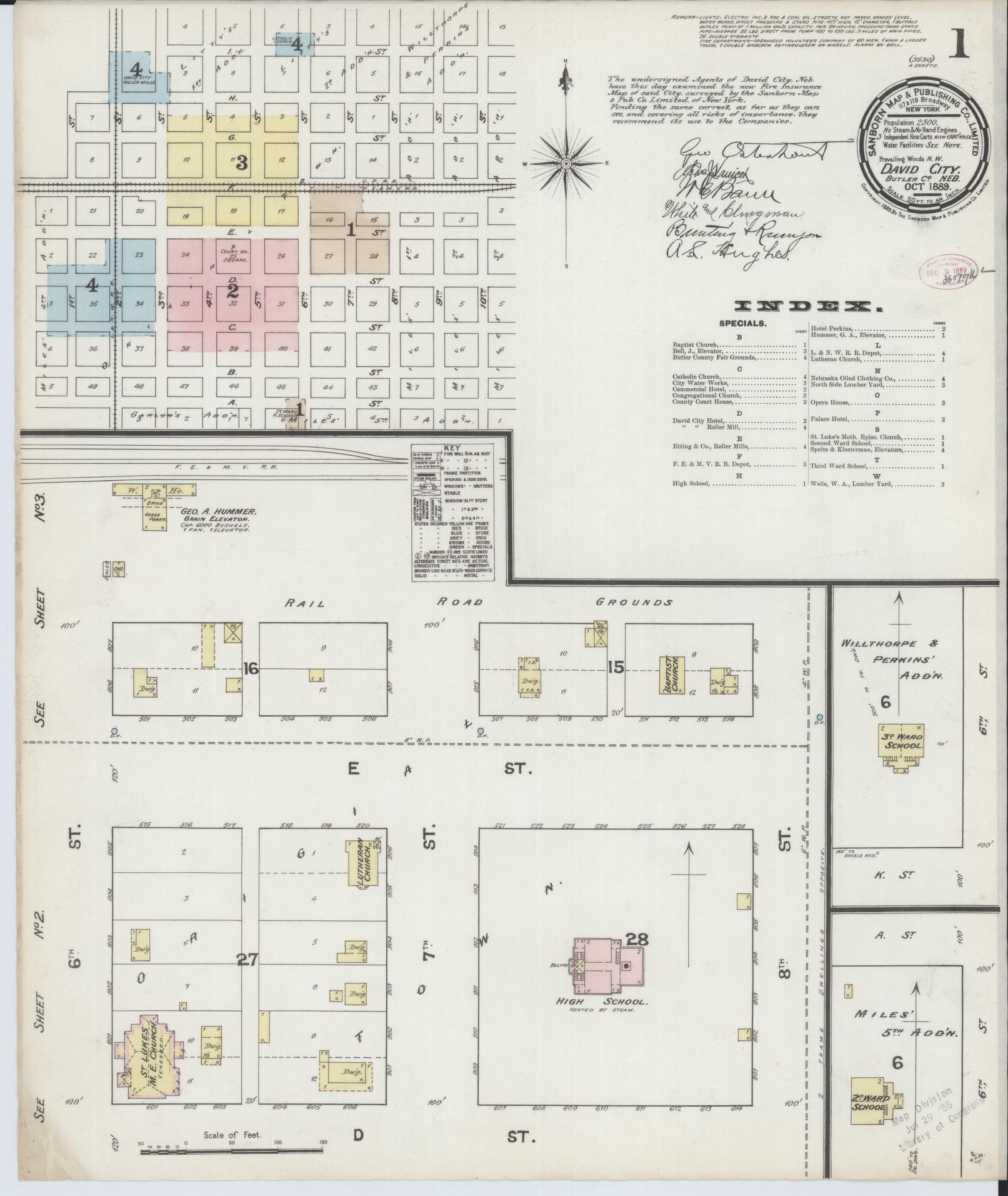 Sanborn Fire Insurance Map from David City, Butler County, Nebraska (1889), Sheet #0001 - Complete Map Set gallery image, historic Sanborn map, vintage wall art, Nebraska Nebraska