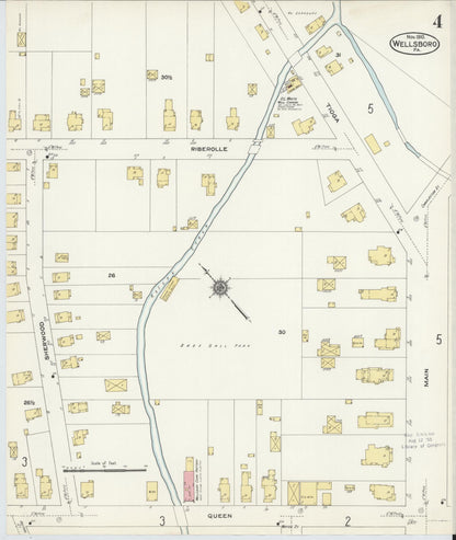 Sanborn Fire Insurance Map from Wellsboro, Tioga County, Pennsylvania (1910), Sheet #0004 - Historic Sanborn Fire Insurance Map Print, vintage old map wall art, antique decor, genealogy gift, Pennsylvania Pennsylvania map