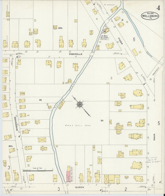 Sanborn Fire Insurance Map from Wellsboro, Tioga County, Pennsylvania (1910), Sheet #0004 - Historic Sanborn Fire Insurance Map Print, vintage old map wall art, antique decor, genealogy gift, Pennsylvania Pennsylvania map