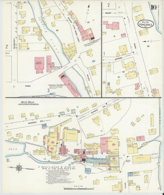Sanborn Fire Insurance Map from Honesdale, Wayne County, Pennsylvania (1912), Sheet #0010 - Historic Sanborn Fire Insurance Map Print, vintage old map wall art, antique decor, genealogy gift, Pennsylvania Pennsylvania map