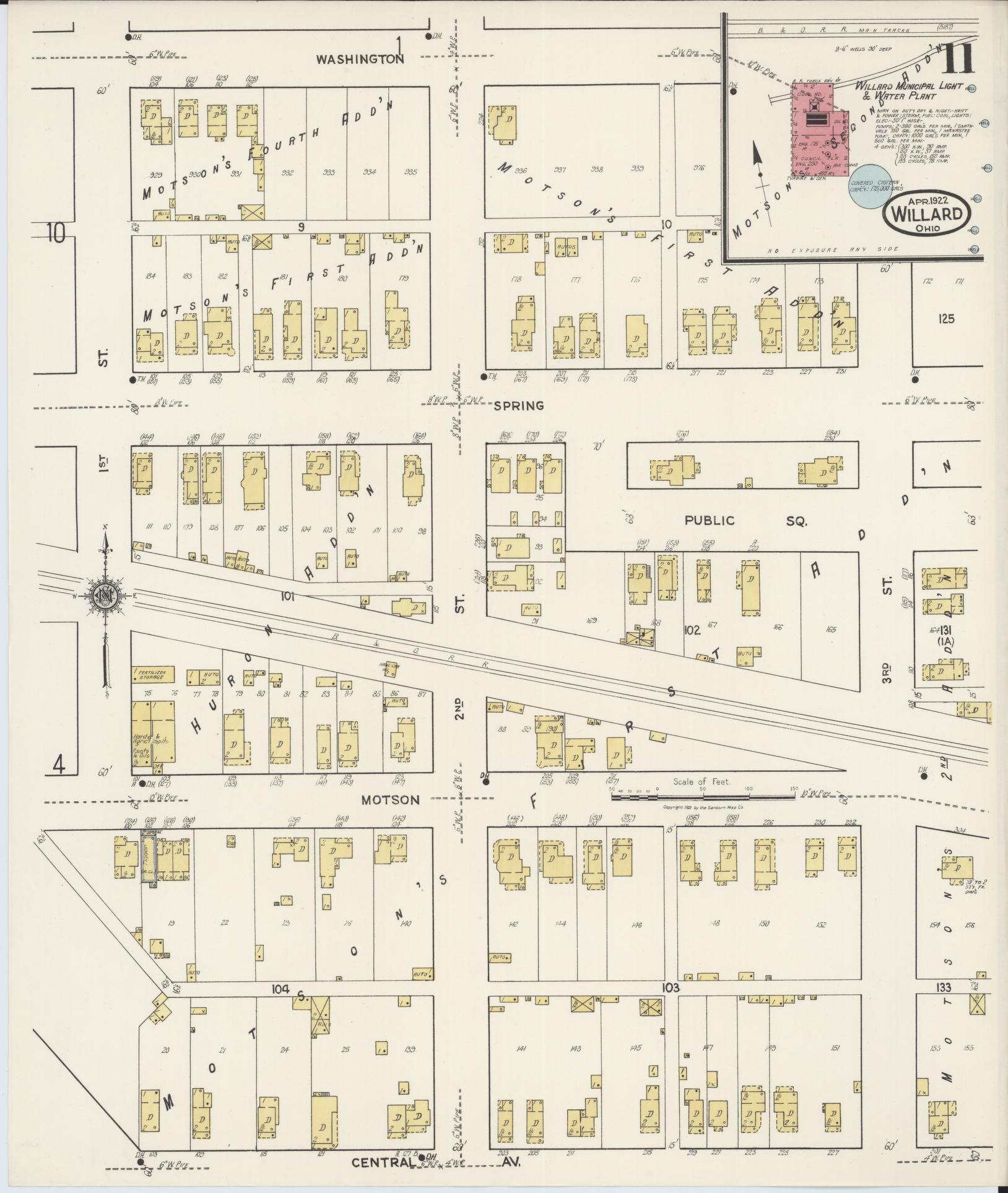 Sanborn Fire Insurance Map from Willard, Huron County, Ohio (1922), Sheet #0011 - Complete Map Set gallery image, historic Sanborn map, vintage wall art, Ohio Ohio