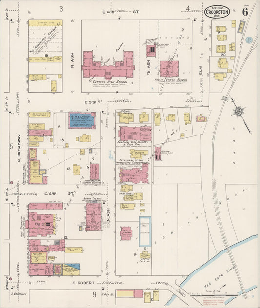 Sanborn Fire Insurance Map from Crookston, Polk County, Minnesota (1922), Sheet #0006 - Historic Sanborn Fire Insurance Map Print, vintage old map wall art, antique decor, genealogy gift, Minnesota Minnesota map