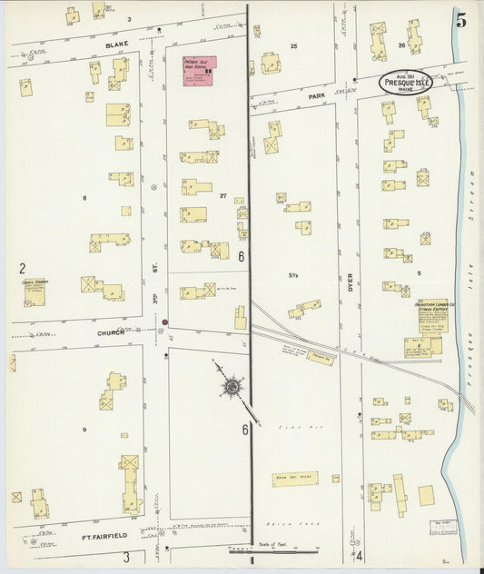 Sanborn Fire Insurance Map from Presque Isle, Aroostook County, Maine (1911), Sheet #0005 - Historic Sanborn Fire Insurance Map Print, vintage old map wall art, antique decor, genealogy gift, Maine Maine map