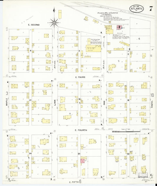 Sanborn Fire Insurance Map from Atlantic, Cass County, Iowa (1908), Sheet #0007 - Historic Sanborn Fire Insurance Map Print, vintage old map wall art