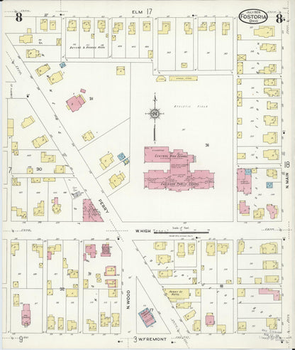 Sanborn Fire Insurance Map from Fostoria, Seneca, Hancock, And Wood Counties, Ohio (1924), Sheet #0008 - Complete Map Set gallery image, historic Sanborn map, vintage wall art, Ohio Ohio