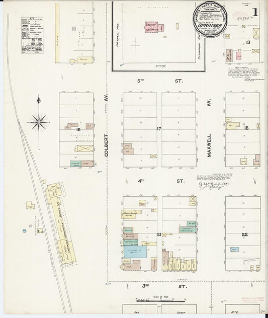 Sanborn Fire Insurance Map from Springer, Colfax County, New Mexico (1890), Sheet #0001 - Historic Sanborn Fire Insurance Map Print, vintage old map wall art, antique decor, genealogy gift, New Mexico New Mexico map