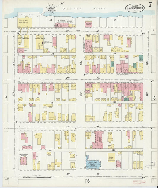 Sanborn Fire Insurance Map from Lansingburg, Rensselaer County, New York (1897), Sheet #0007 - Historic Sanborn Fire Insurance Map Print, vintage old map wall art, antique decor, genealogy gift, New York New York map
