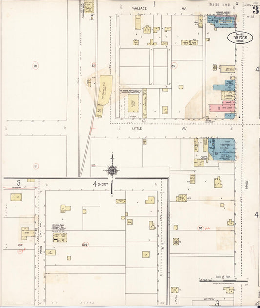 Sanborn Fire Insurance Map from Driggs, Teton County, Idaho (1929), Sheet #0003 - Historic Sanborn Fire Insurance Map Print, vintage old map wall art, antique decor, genealogy gift, Idaho Idaho map