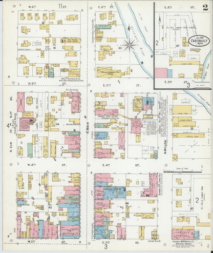 Sanborn Fire Insurance Map from Faribault, Rice County, Minnesota (1899), Sheet #0002 - Complete Map Set gallery image, historic Sanborn map, vintage wall art, Minnesota Minnesota
