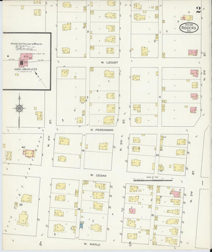 Sanborn Fire Insurance Map from Rogers, Benton County, Arkansas (1914), Sheet #0002 - Complete Map Set gallery image, historic Sanborn map, vintage wall art, Arkansas Arkansas