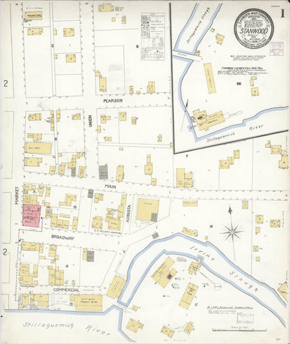 Sanborn Fire Insurance Map from Stanwood, Snohomish County, Washington (1905), Sheet #0001 - Complete Map Set gallery image, historic Sanborn map, vintage wall art, Washington Washington