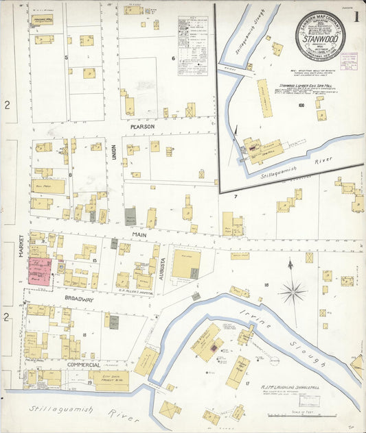 Sanborn Fire Insurance Map from Stanwood, Snohomish County, Washington (1905), Sheet #0001 - Complete Map Set gallery image, historic Sanborn map, vintage wall art, Washington Washington