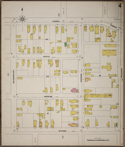 Sanborn Fire Insurance Map from Saratoga, Saratoga County, New York (1900), Sheet #0004 - Historic Sanborn Fire Insurance Map Print, vintage old map wall art, antique decor, genealogy gift, New York New York map